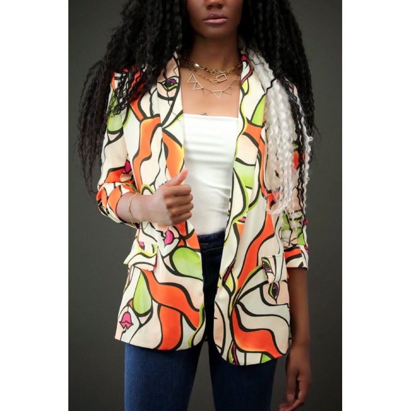 VESTES Blazer imprimée orange