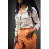 Chemise fluide multicolore orange bleue