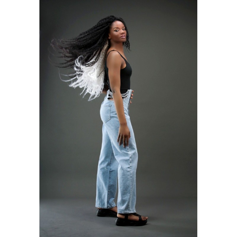 JEANS curve taille haute avec chaîne