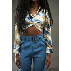 Pontalon ceinture bleue