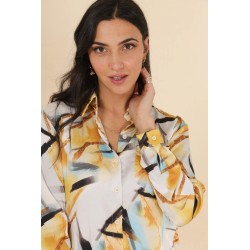 Chemise imprimer de couleur moutarde
