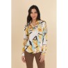 Chemise imprimer de couleur moutarde